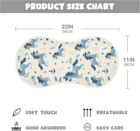 decor gift 4 Pack 22x11in Cotton Soft Burp Cloths Soft and Absorbent? Naughty Ocean Pony Ivory spit up Rags for Unisex