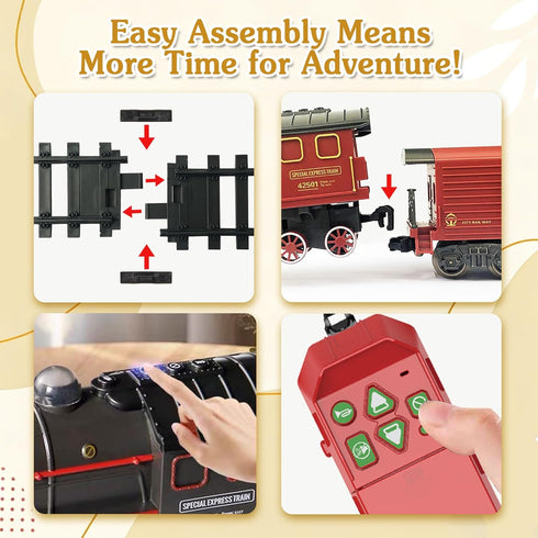 Sets 3 4 5 6 7 8+, TALGIC Remote Control Train Toys for Boys with Steam, Lights and Sound, Fancy Tracks, Train for Kids