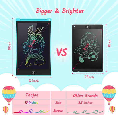 TECJOE 2 Pack LCD Writing Tablet - 10 Inch Colorful Doodle Board for Kids Learning Toys