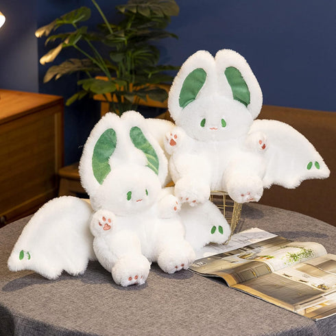 PEACH CAT 16" Cute White Bat Bunny Plush Pillow - Kawaii Rabbit Stuffed Animal for Kids