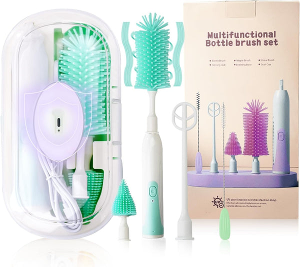 Electric Bottle Brush,Electric Baby Bottle Brush Set with Silicone Bottle/Pacifier/Straw Brush and