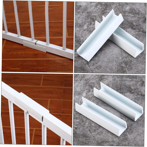 6pcs Safety Door Reinforcement Slot Fence Repair Groove for Stairs Dog Gate, PVC White