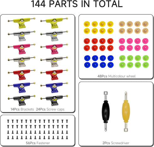 14Pcs 48Pcs 60Pcs 30PCS 4PCS 96mm Multicolour Trucks Wheels Screws & Nuts & Spanner Tool for Fingerboard Skateboard