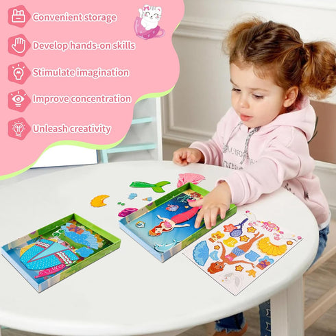 DINSUMRUG 3 4 5 6 7 Magnetic Dress Up Dolls for Girls,Princess Mermaid Fairy Ballerina Magnet Dolls Dress Up Kits,Car