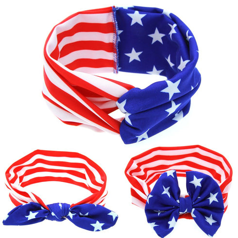 BinaryABC 4th of July Baby Headband, American Flag Headband, 3Pcs for Fourth of July Decorations