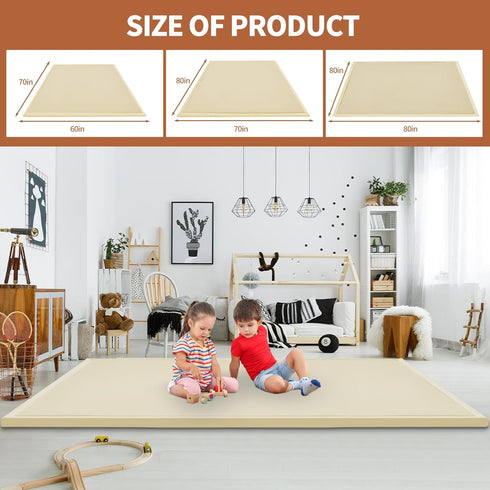 1.4" 50"x50" Tummy Baby Play Mat for Floor - Thick Memory Foam Rug, Playpen Time Mat, Soft Velvet Nursery Rug, Large