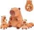 SuzziPals 5-in-1 Sitting Capybara Stuffed Animals with Babies Inside, 5PCS Set Capybara