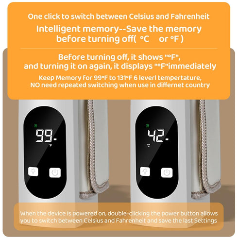 Kikumi Electric Bottle Warmer - Rechargeable & Temperature Controlled for On-the-Go
