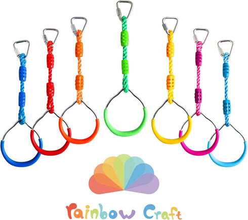 Rainbow Craft 7-Pack Colorful Ninja Rings - Gymnastic Ring, Swing Bar Ring,