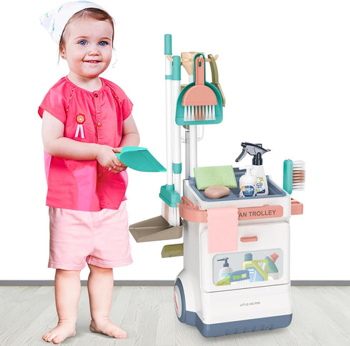 Set, 20 Set 3 4 5+Kids deAO Kids Cleaning PCS Pretend Play Housekeeping Supplies Kit ,Includes Real Working Vacuum
