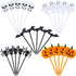 Tatuo 100 Pcs Plastic Halloween Picks - Cupcake Toppers, Pumpkin Fruit Picks, Halloween Toothpicks, Cocktail Skewers
