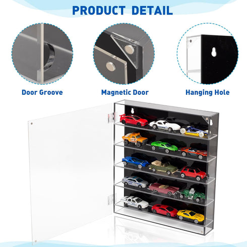 5-Tier (5-Tiers) KISLANE Acrylic Toy Car Storage, Toy Cars & Matchbox Cars Display Case, Transparent Toy Car Case