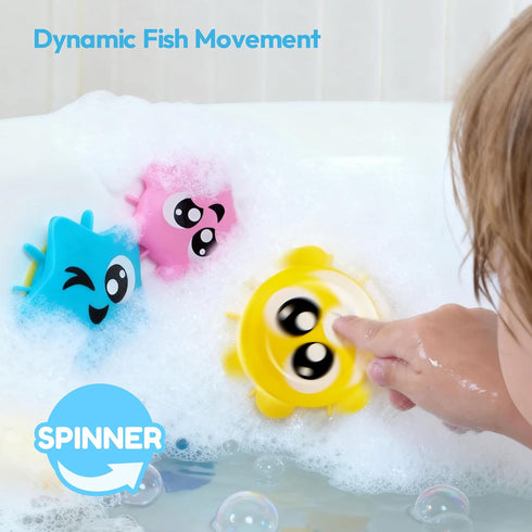 lalalark 7-in-1 Set 3-5 Bath Toys for Kids, Shower Bathtub Toy with Crab, Whale, Rotating Fish & Slide Track