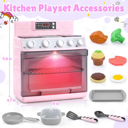 Playset, Set 11 Set 3+ PLAY Toy Oven Kids Kitchen Kids Play Kitchen with Accessories, Realistic Cooking Sounds Lights