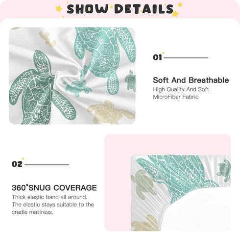 Tribal Sea Turtle Crib Sheets for Boys and Girls, Soft and Breathable, 52 x 28 x 9 Inches