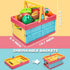 Cawiew 100 Set Playset PCS Cutting Play Food For Kid Kitchen, Storage Basket with Vegetable & Fruit Toy For Toddler Boy