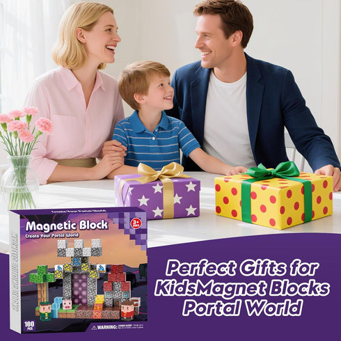 100pcs, 4-8, 3+ Magnetic Blocks, Magnetic Building Blocks Magnetic Blocks for Kids Ages Magnetic Cubes STEM Sensory