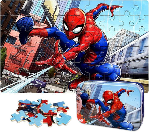 NEILDEN 60 Piece Jigsaw Puzzles for Kids Ages 4-8 - Educational Toy Puzzles for Children in Tin Box
