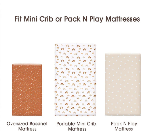 3 Pack Pack Pack PHF Soft Mini Crib Sheets, Rainbow Silky N Play Sheets for Baby Boys Girls, Universal Fit for N Play