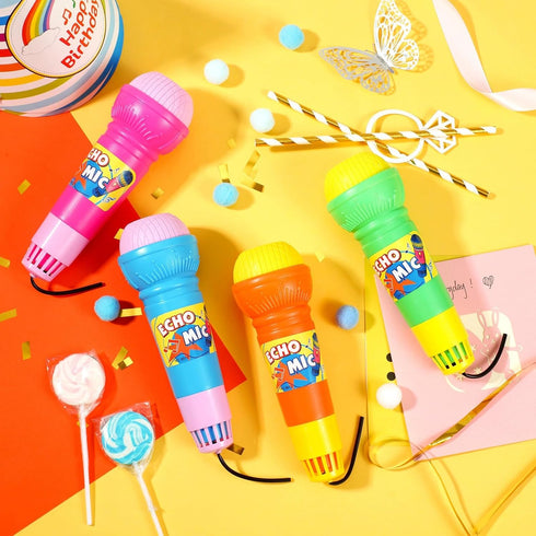 20 4 7.5 2.2 Inch Woanger Pieces Echo Microphone Toy Play Microphones for Kids Bulk Fun Voice Amplifying Multicolored
