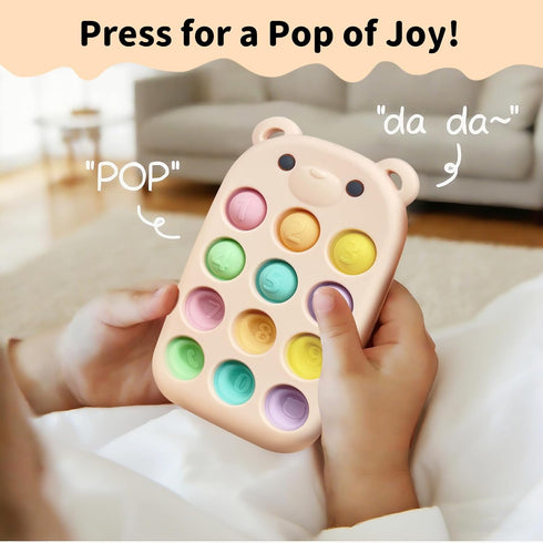 VISEWI 3-18 baby phone teething toys, food grade silicone teether toy for baby months, chew toys with number pop