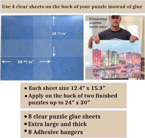 Preserve 2 x 1000 Piece Puzzle - Clear Glue Sheets for Jigsaw Puzzle Saver, Peel and Stick Adhesive