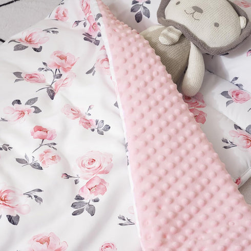 PHF Toddler Nap Mat, Floral Rollup Design with Removable Pillow & Minky Fleece Blanket, 50"x20"x2" for Kids