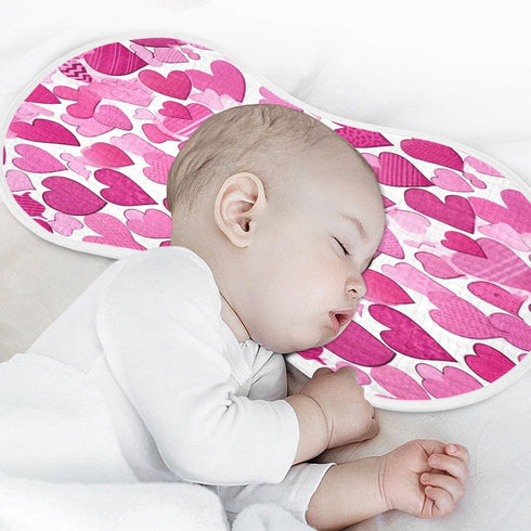 Bulletgxll Set 4, Pink Hearts Unisex Baby Burp Cloths of Soft Absorbent Organic Cotton Muslin Burping Cloths