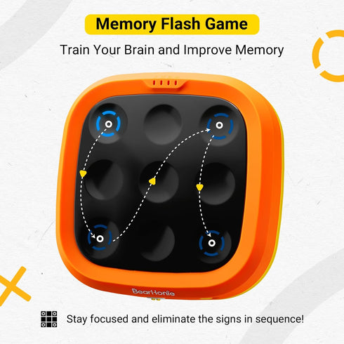 BearHonie 4-in-1 Handheld Tic Tac Toe Game Portable Electronic Board Games for Kids & Adults, Travel Fun & Memory
