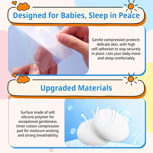 Patches(10 2pcs Baby Belly Navel Pieces), Cotton Pads for Baby Belly Button Hernia, with Baby Belly Button Bandfor