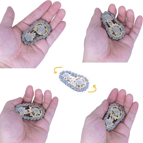 Fidget Spinner, Sprocket Linkage Bike Chain Spinner Design, Metal Stainless Steel Durable Mechanics, Gold