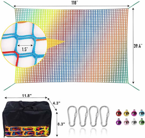 3.3FT 9.9FT Climbing Net for Kids - x Double Layers Heavy Duty Playground Safety Net, Climbing Cargo Net for Tree House