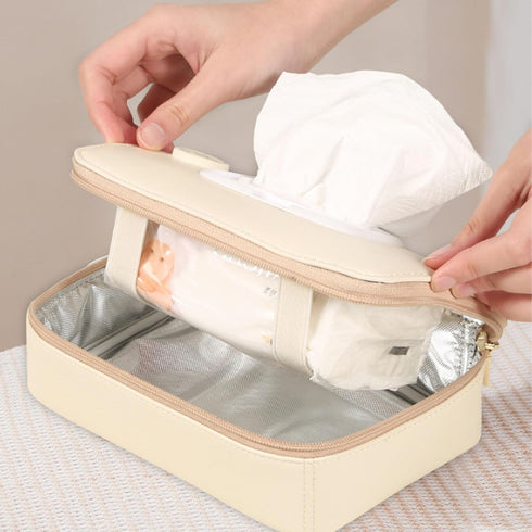 RiToEasysports Baby Wipe Warmer, Deluxe Heated Wipe Warmer with PU Leather Design Built-in Heating Function for Baby
