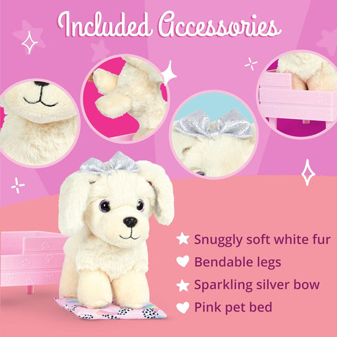 Glitter Girls Zeke 6-inch Dog Plush, Golden Retriever Stuffed Animal, Poseable Legs, 14-inch Doll Accessories for Kids