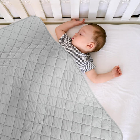 Toddler Comforter Blanket for Daycare, Baby Crib Nap Quilted Blanket 30"x40", Lightweight Grey Swaddle for Kids
