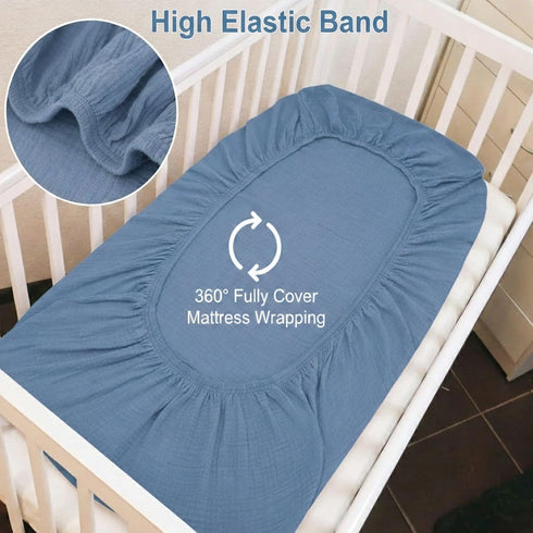 2 Pack 28"x 52"- Muslin Crib Sheets for Boys & Girl- Neutral Breathable Cotton Crib Mattress Sheets Fitted for Standard