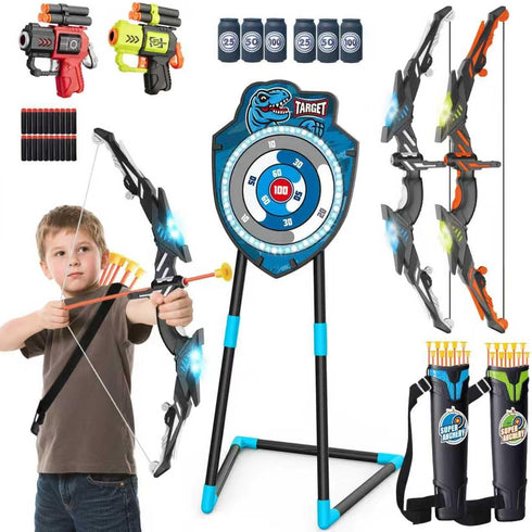 VROGTIK 2 Pack Kids LED Archery Set with Standing Target, 20 Suction