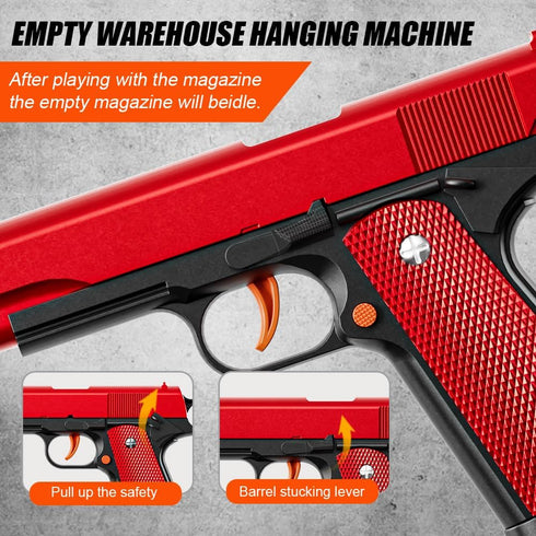 2Pack 1911 Shell Ejecting Pistol Toys Gun - Semi-Automatic Handgun with Soft Bullet and Auto Rebound, Outdoor Game Toy