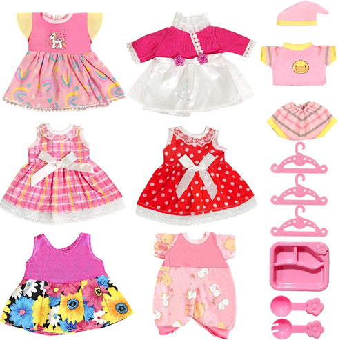 7 Set 8-10-Inch-Dolls ARTST Doll-Clothes-Accessories Baby-Doll-Clothes Suitable for Included Tablewar and Hangers