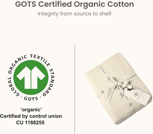 52" 28, 8 Inch Bioweaves Organic Cotton Muslin Crib Sheet, GOTS Certified Fitted Crib Mattress Sheet, Extra Soft