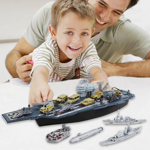 28 Inches deAO Aircraft Carrier Toy Army Men with Scale Model Warplanes Warships Military Vehicles Battleship Planes