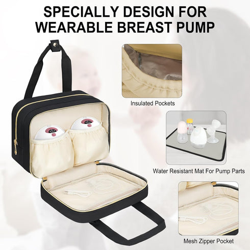 ZIOZERTT Momcozy/Eufy/Elvie/Willow/Medela Pack Wearable Breast Pump Bag,Breastmilk Cooler Travel Bag Compatible