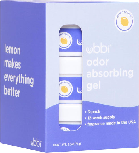 Pack, Packs, 3 Count Ubbi Lemon Scented Odor Absorbing Gel Value Diaper Pail Odor Control Gel Baby Nursery Essentials