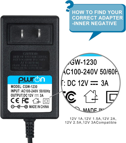 PwrON 12V AC to DC Adapter Replacement for Mamaroo Models - Compatible with 4moms mamaRoo 4 Infant Seat