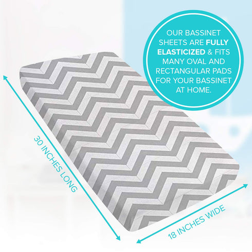 Kushies Baby Grey Chevron Fitted Bassinet Sheet