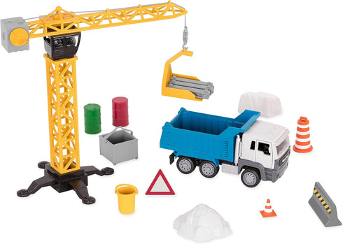 62pc Playset 3 Set (62pc) Driven by Battat Construction for Kids Toy Dump Truck & Accessories Pretend Play Toy Crane