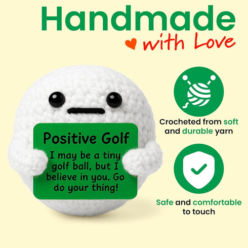 Positive Golf Ball - Emotional Support Crochet Dolls Handmade Positive Crochet Gift for Men Women Golfers Tournament