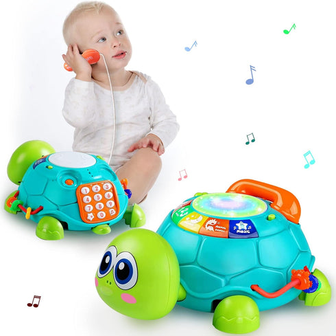 6 12 7 8 9 10 11 1-2 Ussybaby Baby Crawling Toys to Months, Infant Turtle Musical Toys with Phone Hand DrumBaby Months