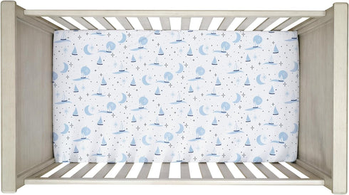 Sailboat Lambs & Ivy Little Skipper Cotton Nautical Fitted Crib/Toddler Sheet