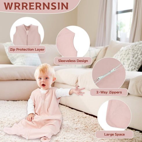 0-6 Months,100% 0.5 3 Pack 2-Way Baby Sleep Sack Cotton TOG Wearable Blanket for Newborn and Infant, Zipper Lightweight
